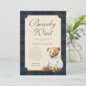 We Can Bearly Wait Cute Cub Teddy Bear Baby Shower 招待状 (スタンド正面)
