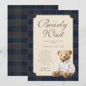 We Can Bearly Wait Cute Cub Teddy Bear Baby Shower 招待状 (正面/裏面)
