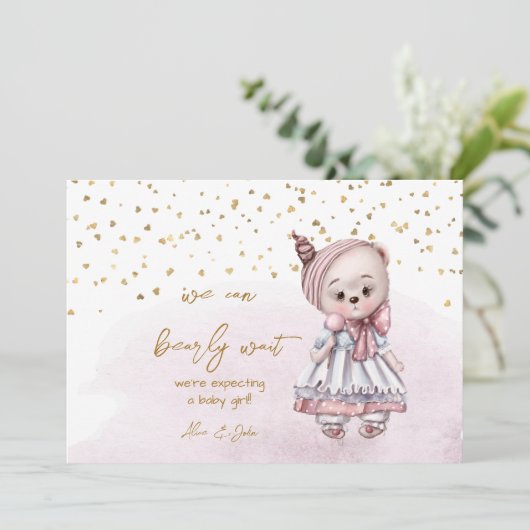 We Can Bearly Wait Cute Stuffed Animal Pregnancy 案内状 (スタンド正面)