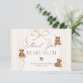 We Can Bearly Wait Elegant Baby Shower サンキューカード (スタンド正面)