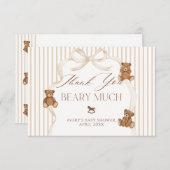 We Can Bearly Wait Elegant Baby Shower サンキューカード (正面/裏面)