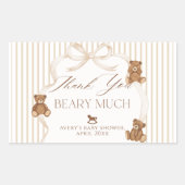 We Can Bearly Wait Elegant Baby Shower 長方形シール (正面)