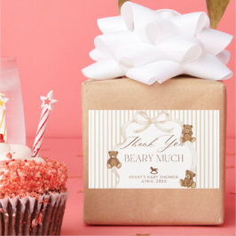 We Can Bearly Wait Elegant Baby Shower 長方形シール