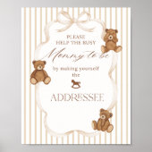 We Can Bearly Wait Elegant Baby Shower addressee ポスター (正面)