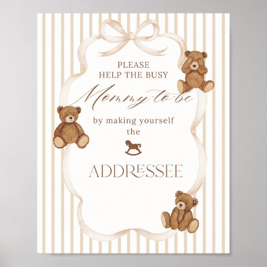 We Can Bearly Wait Elegant Baby Shower addressee ポスター (正面)