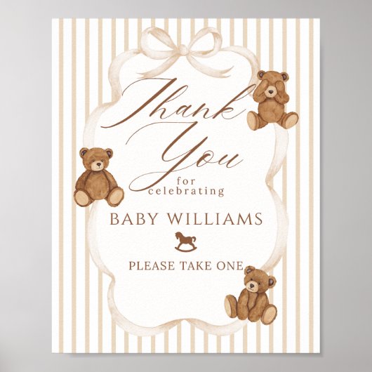 We Can Bearly Wait Elegant Baby Shower Favors ポスター (正面)