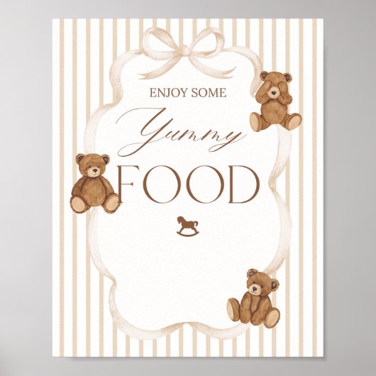 We Can Bearly Wait Elegant Baby Shower food ポスター (正面)