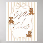 We Can Bearly Wait Elegant Baby Shower Gift Card ポスター (正面)
