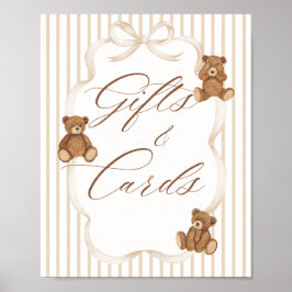 We Can Bearly Wait Elegant Baby Shower Gift Card ポスター