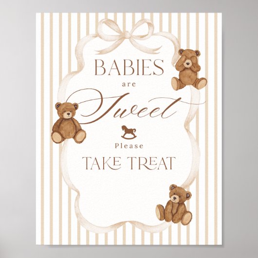 We Can Bearly Wait Elegant Baby Shower sweet bar ポスター (正面)