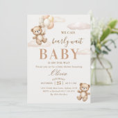 We Can Bearly Wait Elegant Teddy Baby Shower 招待状 (スタンド正面)