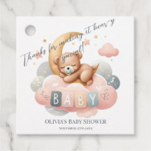 We Can Bearly Wait Favor Tag Girl Pink