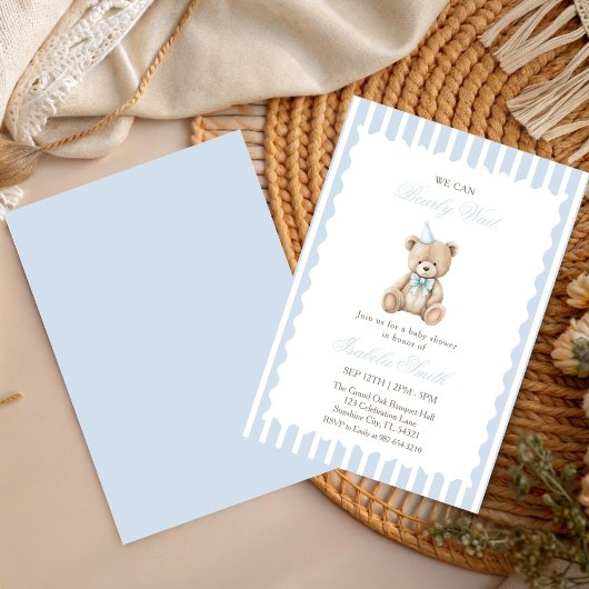 We Can Bearly Wait funny Teddy Bear Baby shower  招待状