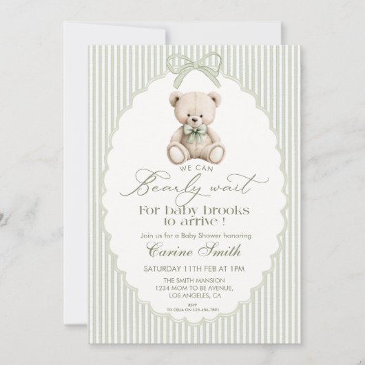 We Can Bearly Wait Gender Neutral Baby Shower 招待状 (正面)