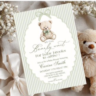 We Can Bearly Wait Gender Neutral Baby Shower 招待状
