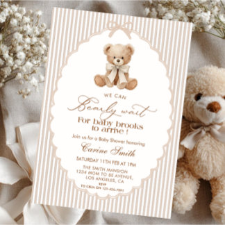 We Can Bearly Wait Gender Neutral Baby Shower 招待状