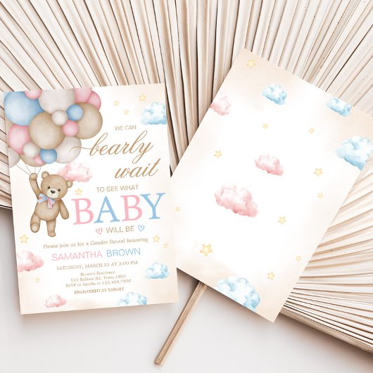 We Can Bearly Wait Gender Reveal  招待状