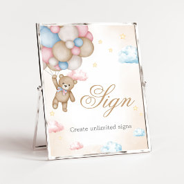 We Can Bearly Wait Gender Reveal Sign ポスター