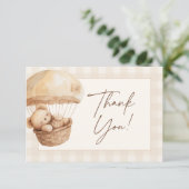 We Can Bearly Wait Gingham Teddy Bear Baby Shower サンキューカード (スタンド正面)