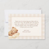 We Can Bearly Wait Gingham Teddy Bear Baby Shower サンキューカード (裏面)