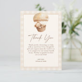 We Can Bearly Wait Gingham Teddy Bear Baby Shower  サンキューカード (スタンド正面)