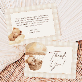 We Can Bearly Wait Gingham Teddy Bear Baby Shower サンキューカード