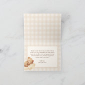 We Can Bearly Wait Gingham Teddy Bear Baby Shower  サンキューカード (内部)