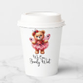 We Can Bearly Wait Girl Baby Paper Cups 紙コップ (正面)