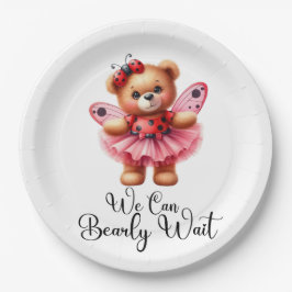 We Can Bearly Wait Girl Baby Paper Plates ペーパープレート