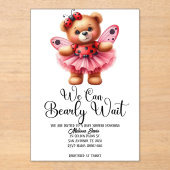 We Can Bearly Wait Girl Baby Shower Invitation アクリル招待状 (正面)