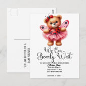 We Can Bearly Wait Girl Baby Shower Invitation ポストカード (正面/裏面)