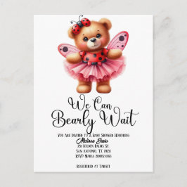 We Can Bearly Wait Girl Baby Shower Invitation ポストカード