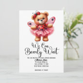 We Can Bearly Wait Girl Baby Shower Invitation 招待状 (スタンド正面)