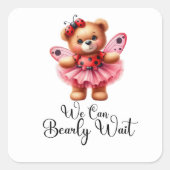 We Can Bearly Wait Girl Baby Square Sticker スクエアシール (正面)
