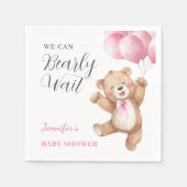We Can Bearly Wait Girl Teddy Bear Baby Shower スタンダードカクテルナプキン (正面)