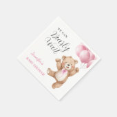 We Can Bearly Wait Girl Teddy Bear Baby Shower スタンダードカクテルナプキン (角)