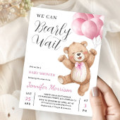We Can Bearly Wait Girl Teddy Bear Baby Shower 招待状