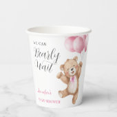 We Can Bearly Wait Girl Teddy Bear Baby Shower 紙コップ (裏面)
