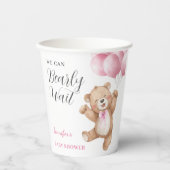 We Can Bearly Wait Girl Teddy Bear Baby Shower 紙コップ (正面)
