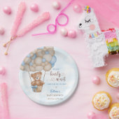 We Can Bearly Wait Hot Air Balloon Baby Shower ペーパープレート (パーティー)