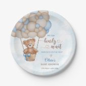 We Can Bearly Wait Hot Air Balloon Baby Shower ペーパープレート (正面)