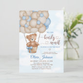 We Can Bearly Wait Hot Air Balloon Baby Shower 招待状 (スタンド正面)