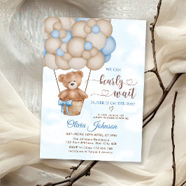 We Can Bearly Wait Hot Air Balloon Baby Shower 招待状