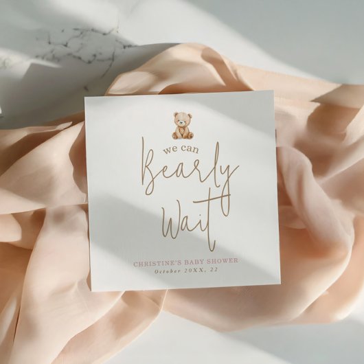 We Can Bearly Wait Minimalist Baby Shower Napkins スタンダードカクテルナプキン