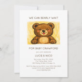 We Can Bearly Wait! Modern Hand Drawn Baby Shower 招待状 (正面)