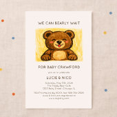 We Can Bearly Wait! Modern Hand Drawn Baby Shower 招待状