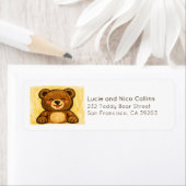 We Can Bearly Wait! Modern Hand Drawn Teddy Bear ラベル (インサイチュ)