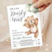 We Can Bearly Wait Neutral Teddy Bear Baby Shower 招待状