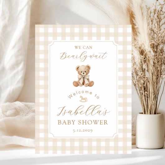  We can bearly wait neutral Teddy bear Welcome ポスター