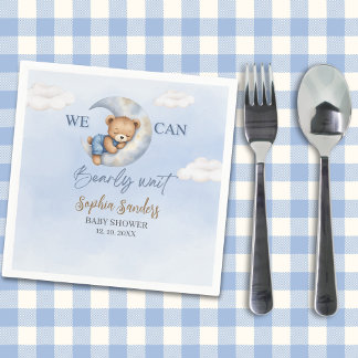 We Can Bearly Wait Party Napkins スタンダードカクテルナプキン